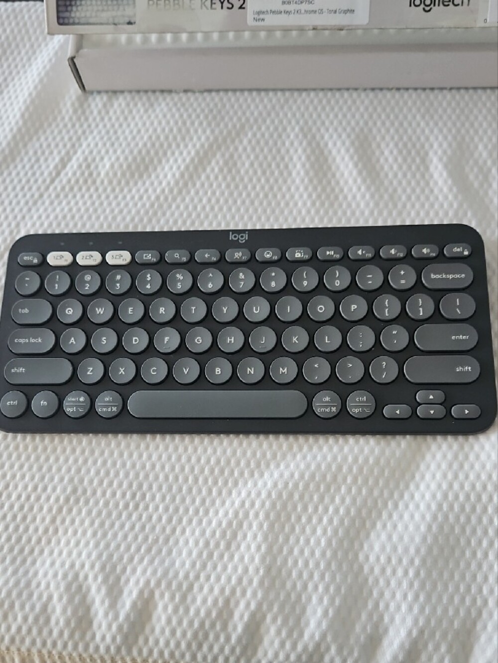 Used Logitech Pebble Keys 2 K380S Wireless Keyboard in Dark Gray and Light Gray